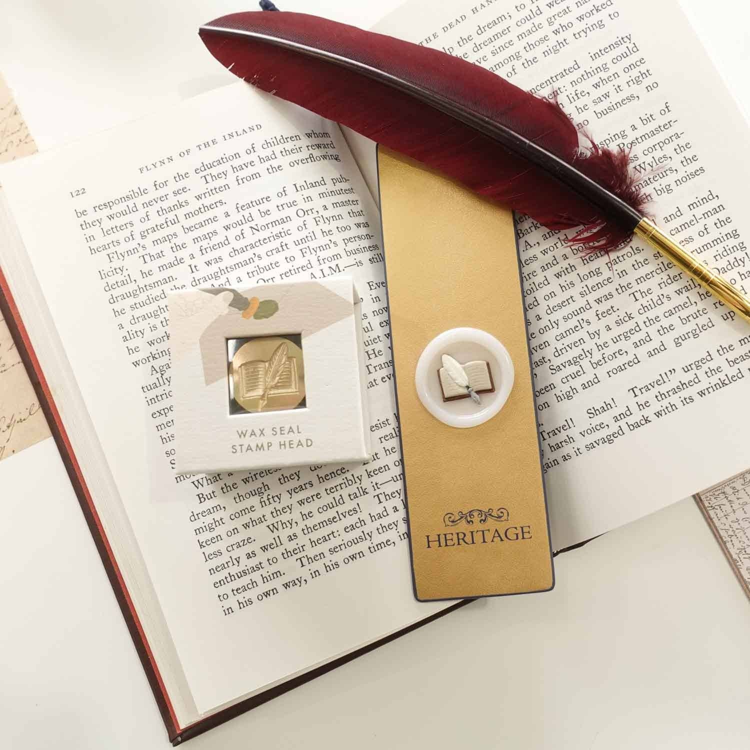 3D Book & Quill wax seal stamp, wax seal kit or stamp head