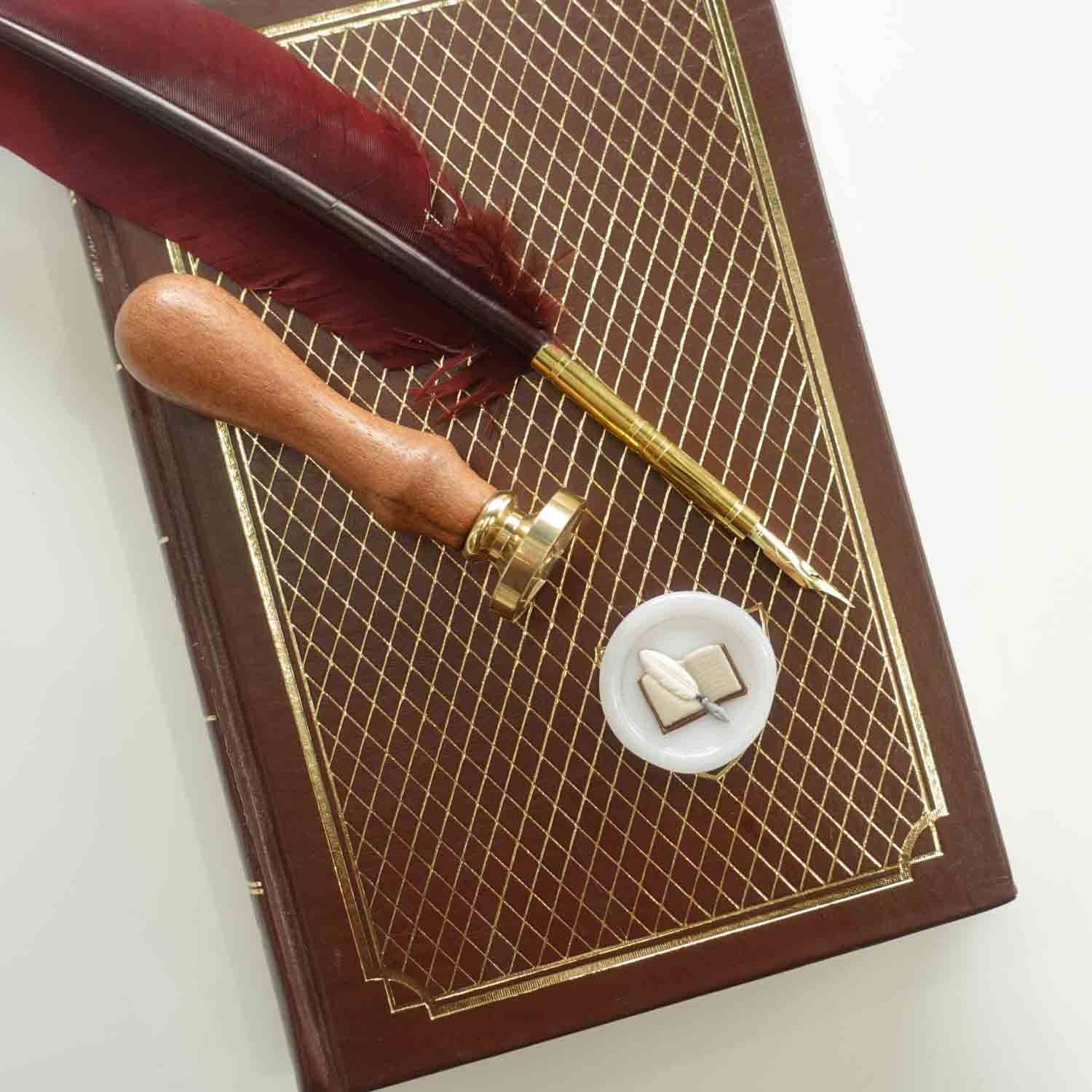 3D Book & Quill wax seal stamp, wax seal kit or stamp head