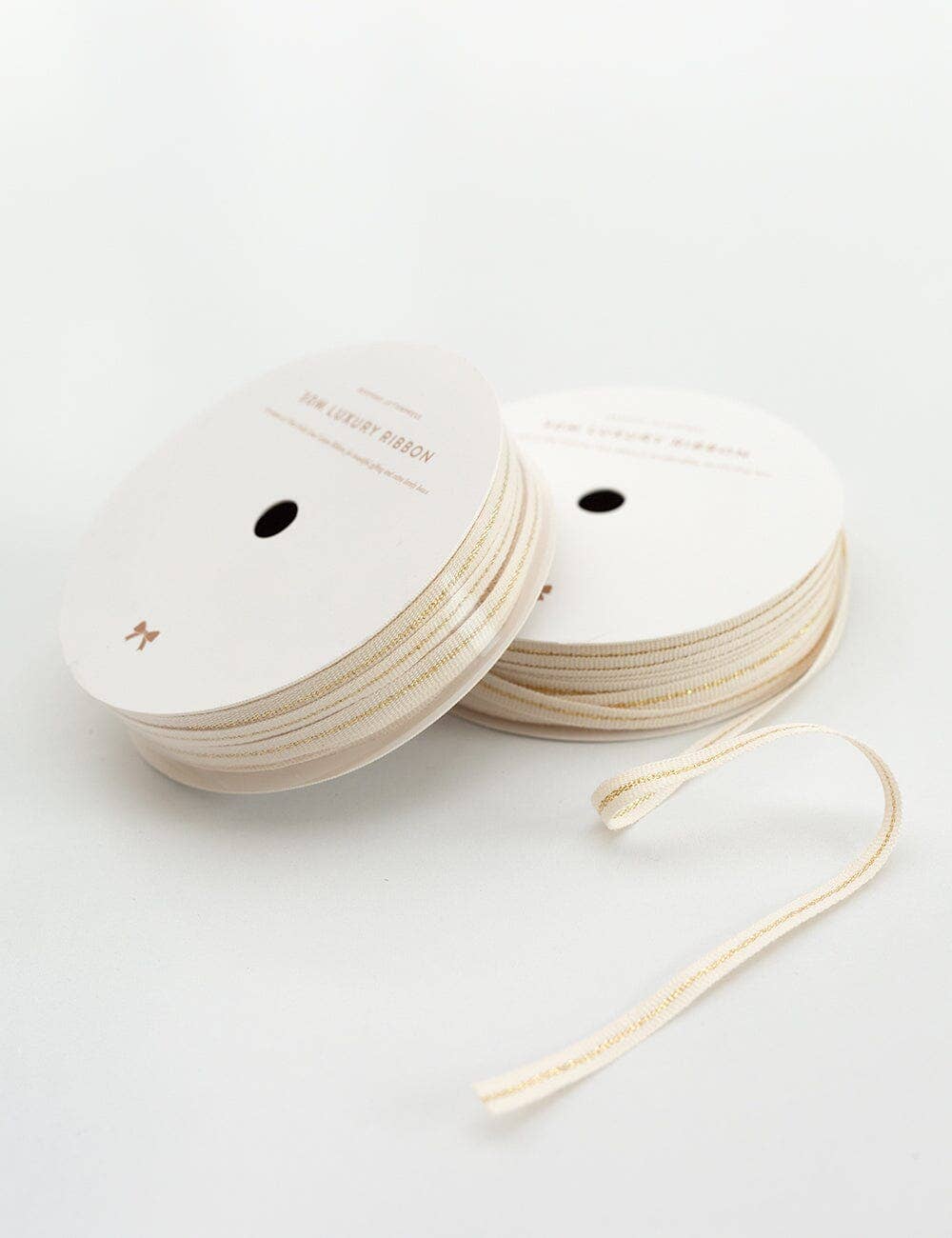 Fine Cotton Ribbon 30m - Gold Line