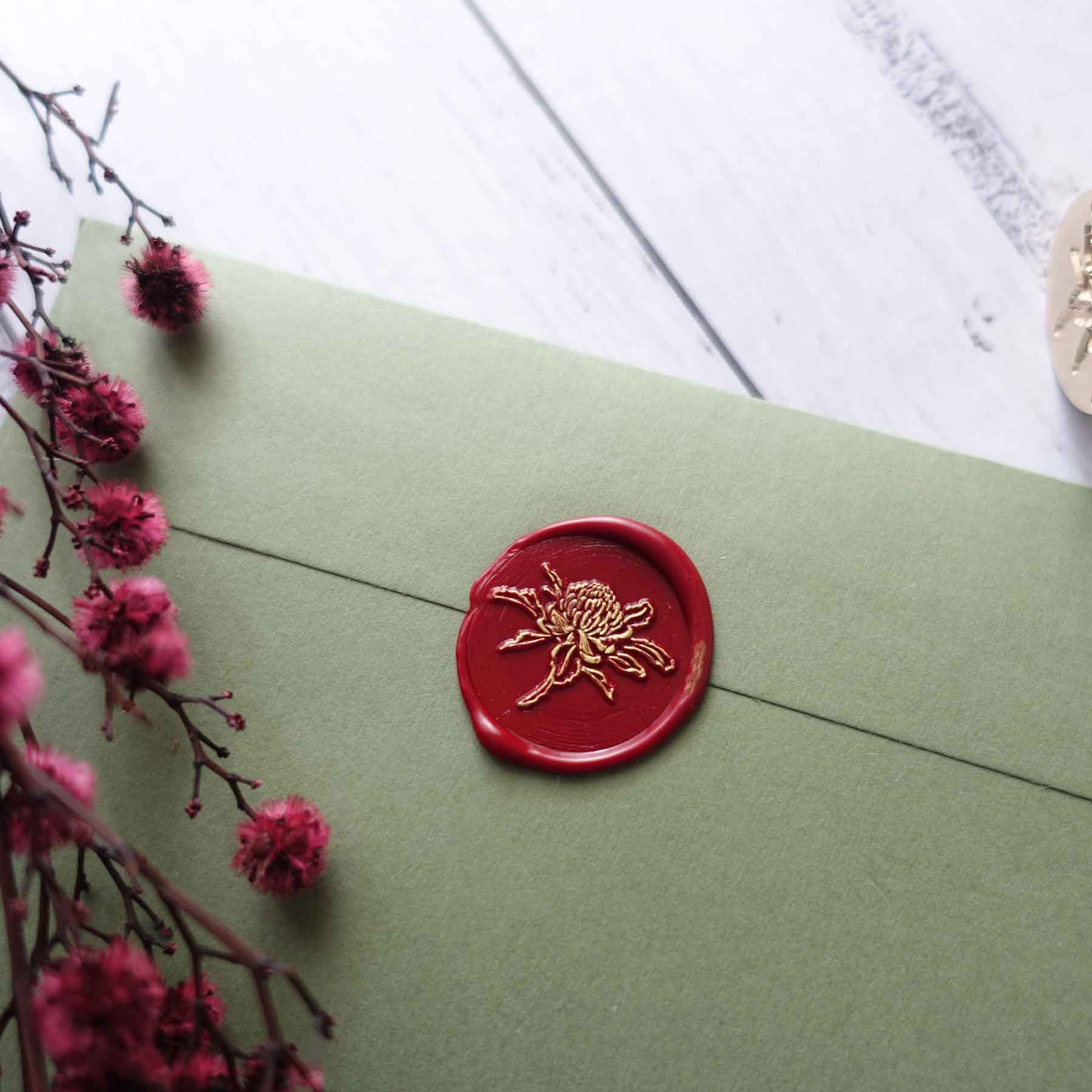 Waratah flower wax seal stamp