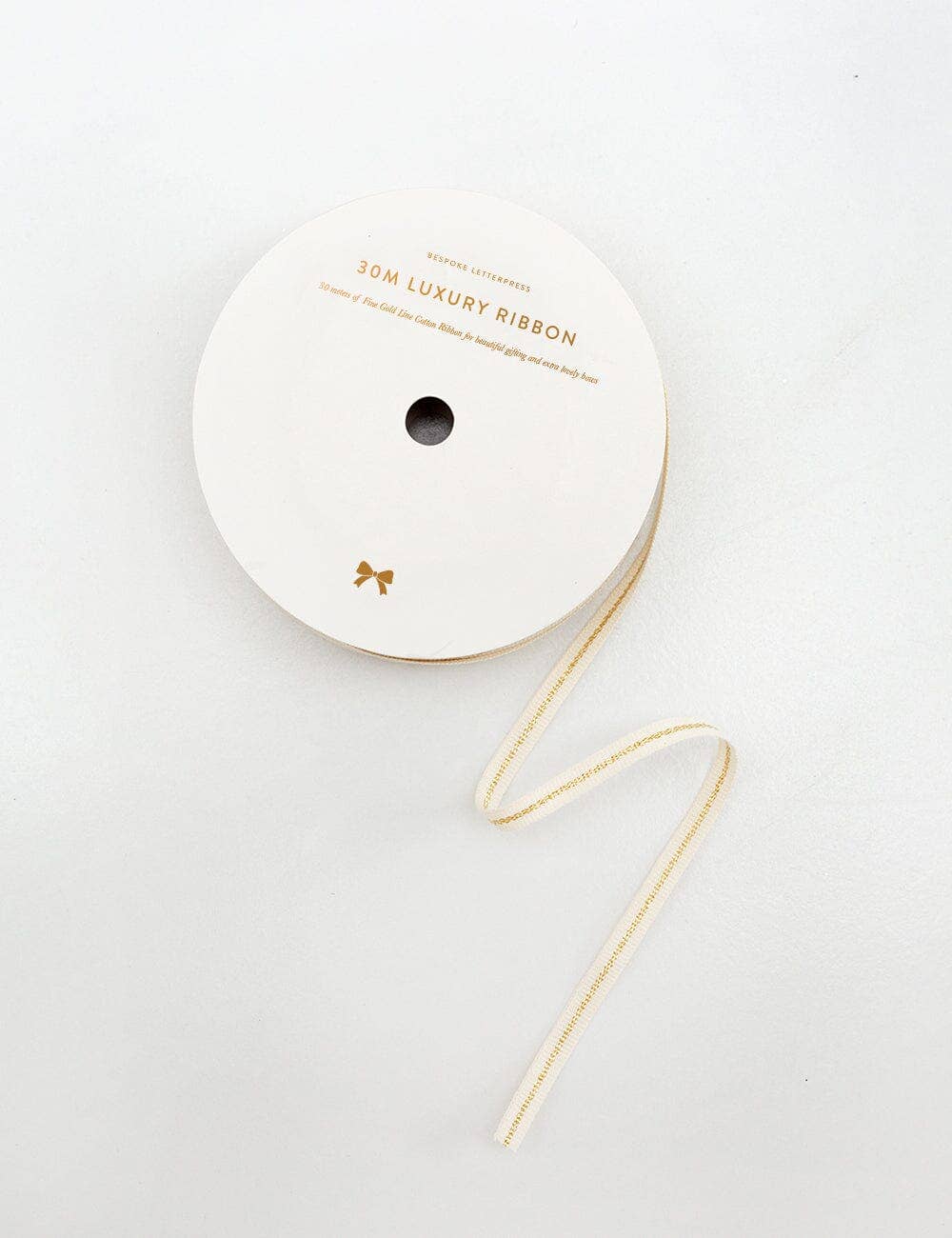 Fine Cotton Ribbon 30m - Gold Line