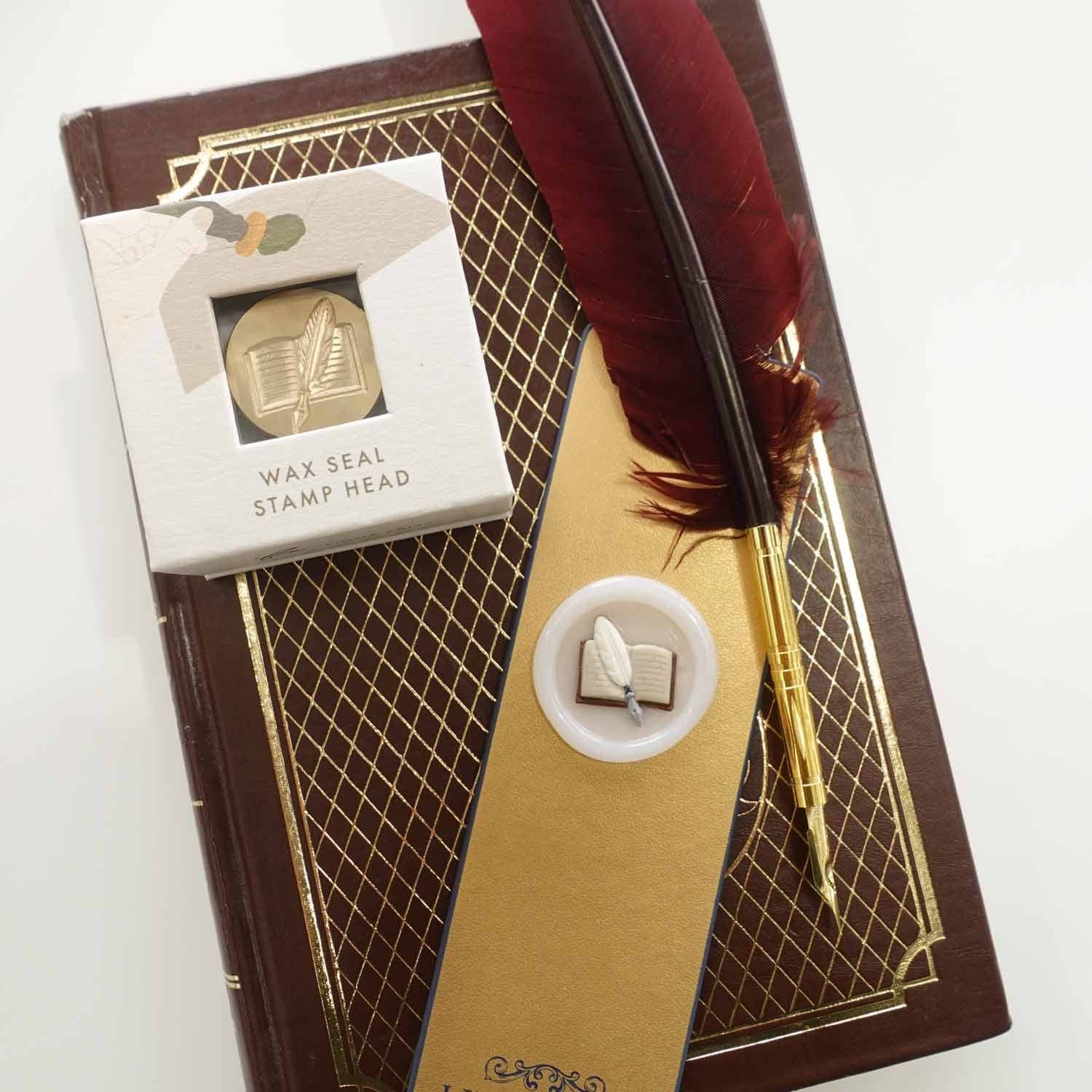 3D Book & Quill wax seal stamp, wax seal kit or stamp head