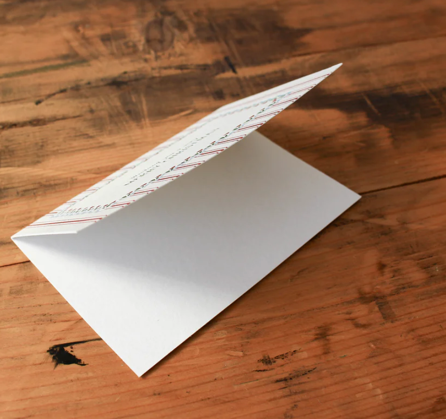 Letterpress Christmas Notecard - Ornamental Check