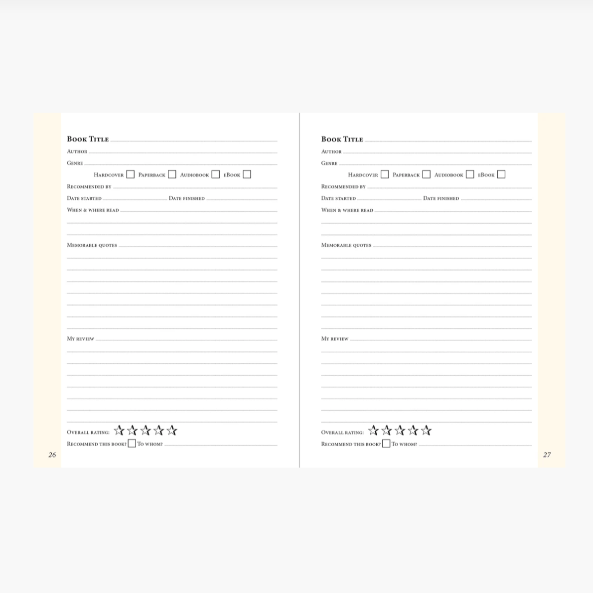Book Record Pages