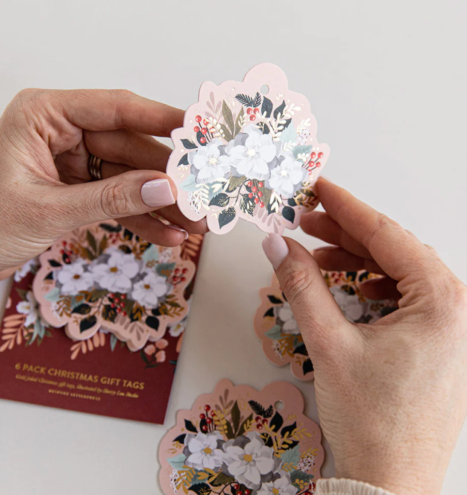Christmas Flower Gift Tags 6 pack