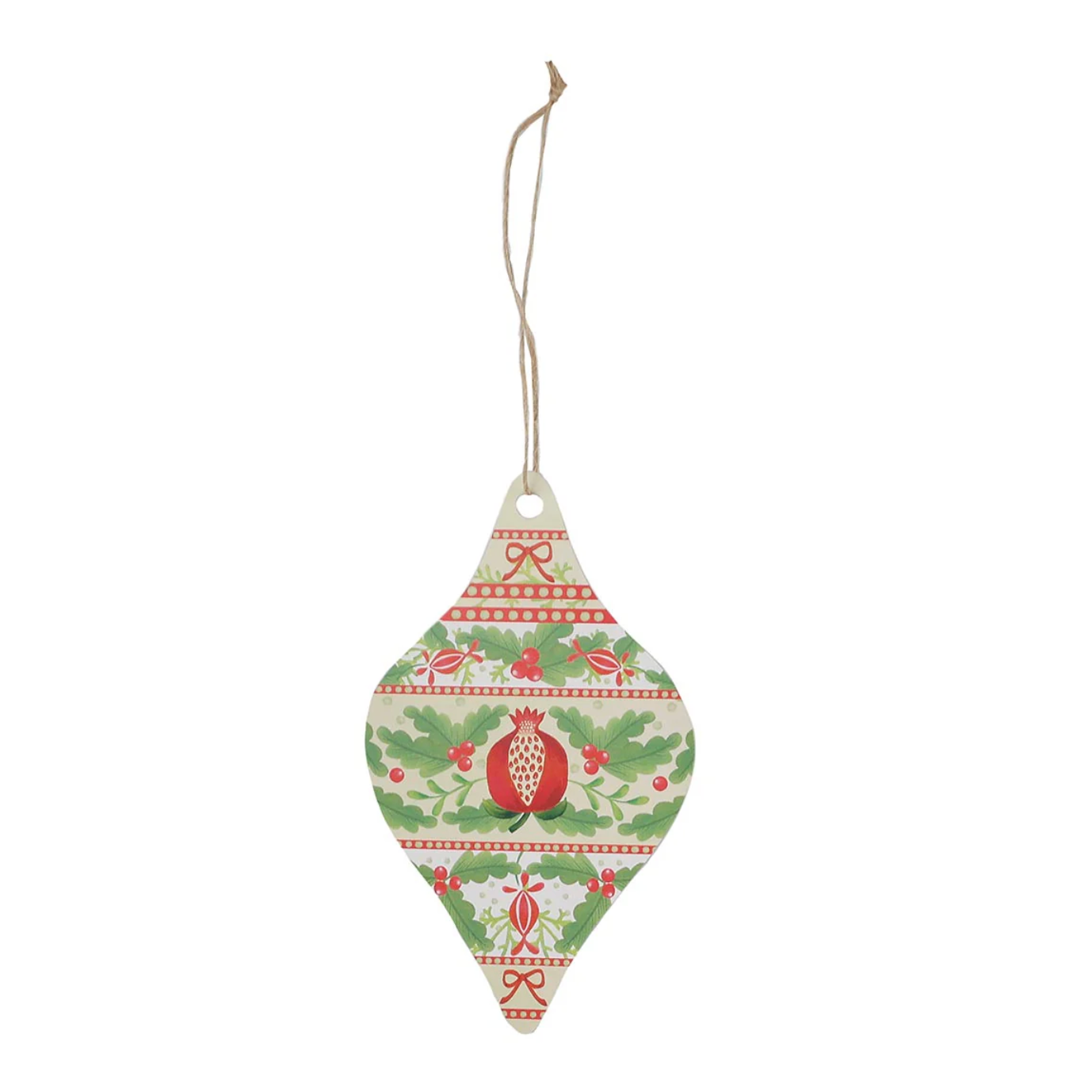 Decorative Christmas ornament with holly design on a white background