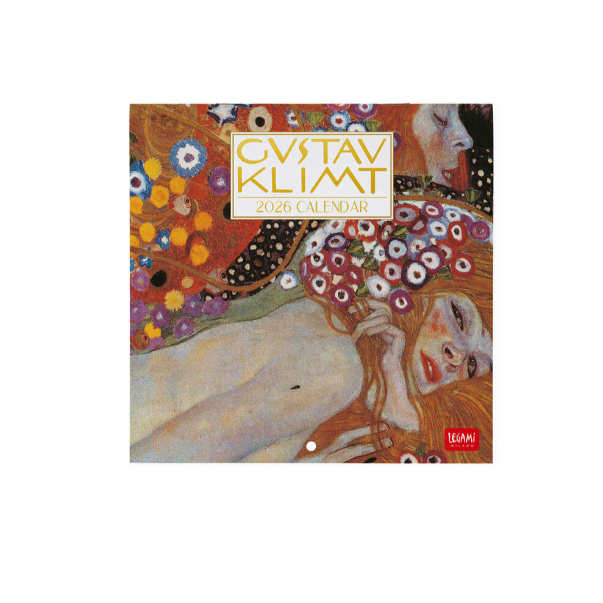 Gustav Klimt 2026 calendar with artistic design on a white background
