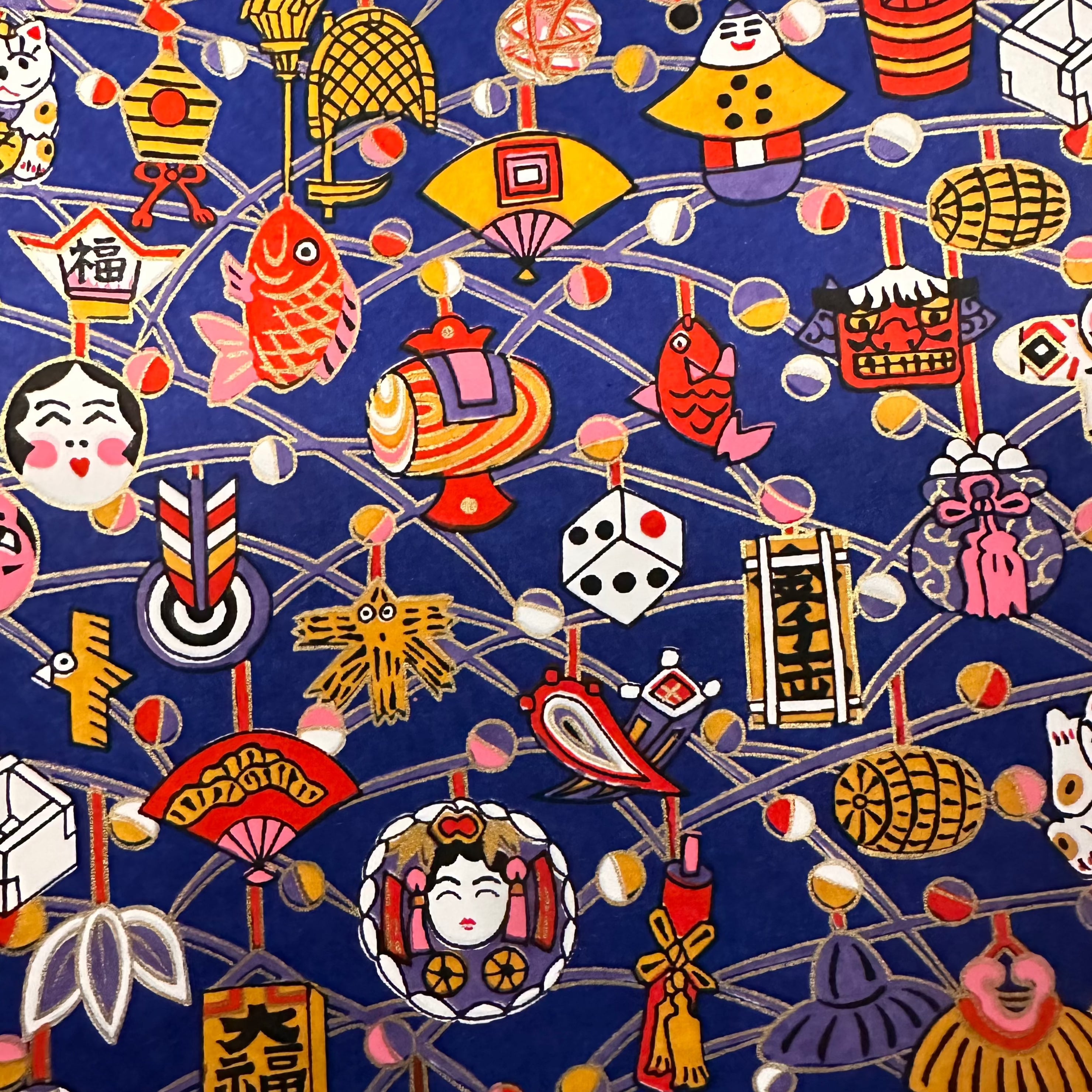 Bright Japanese Lucky Objects Paper