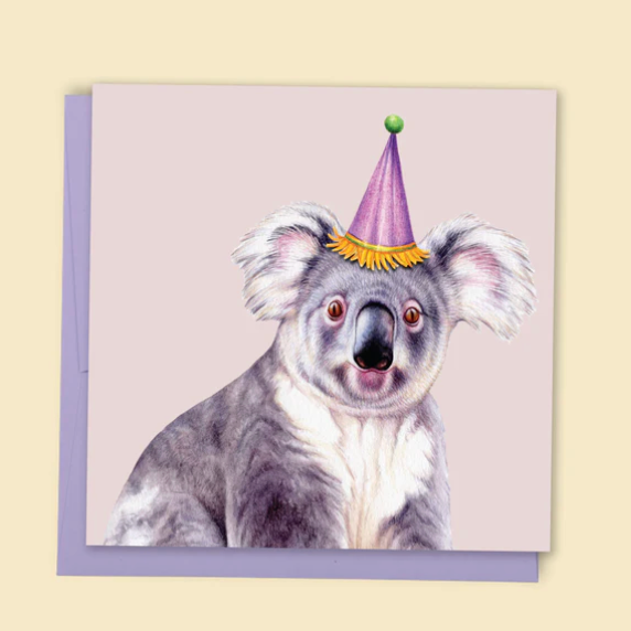 Koala with Party Hat Greeting Card