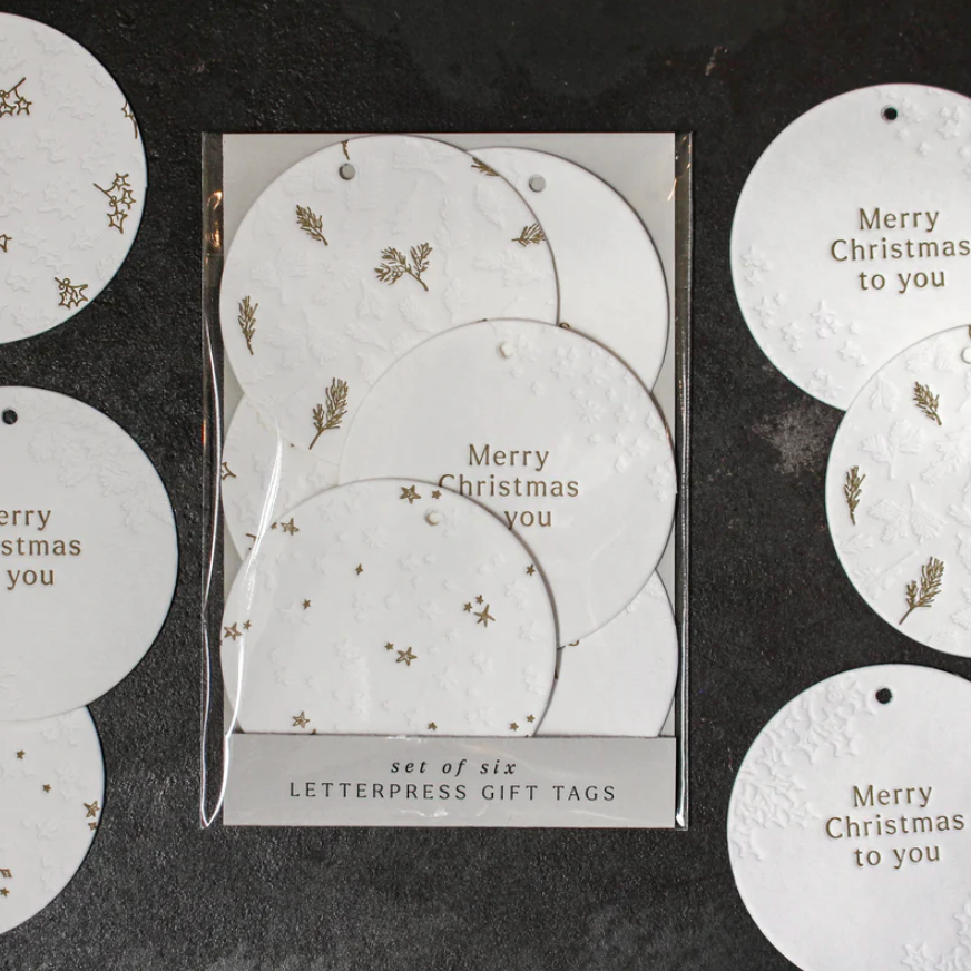 Letterpress Christmas Gift Tags - Classic Gold