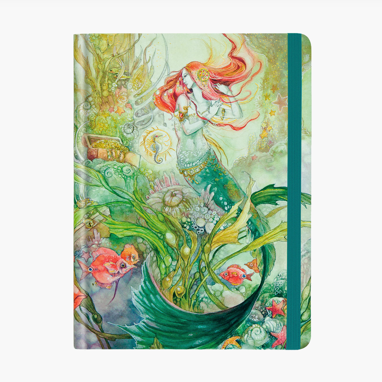 Notebook with a mermaid design on the cover