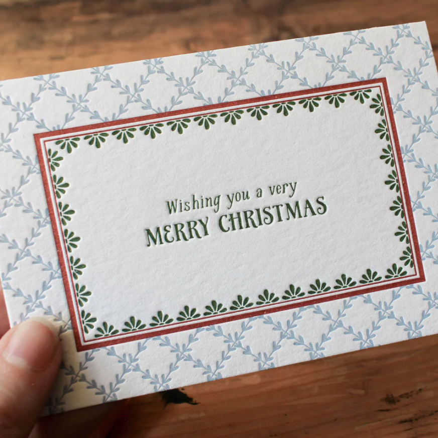 Letterpress Christmas Notecard - Ornamental Vine