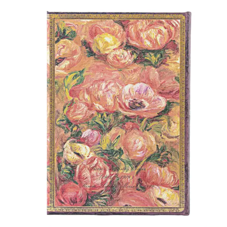 Floral patterned rug with pink and yellow flowers on a white background