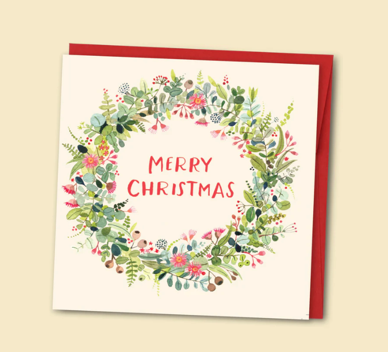 Merry Christmas Bush Wreath Greeting Card
