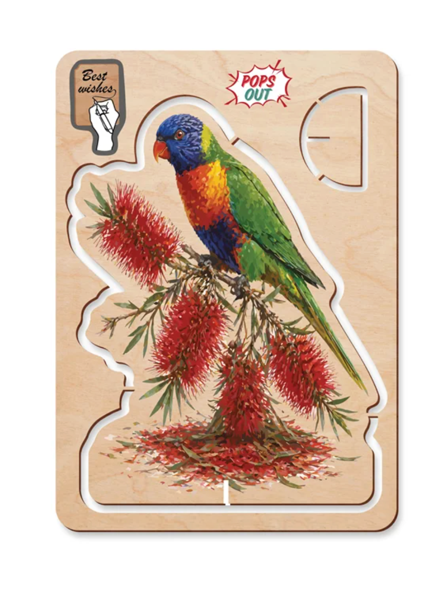 Wooden Pop Up Greeting Card - Lorikeet