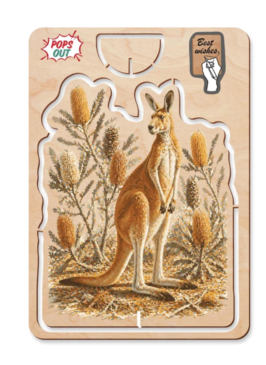 Wooden Pop Up Greeting Card - Kangaroo