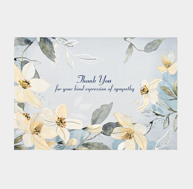 White Jasmine Sympathy Thank You Note Cards
