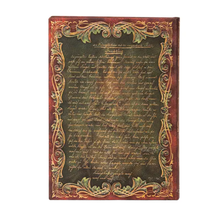 Decorative book with ornate cover and text on a white background