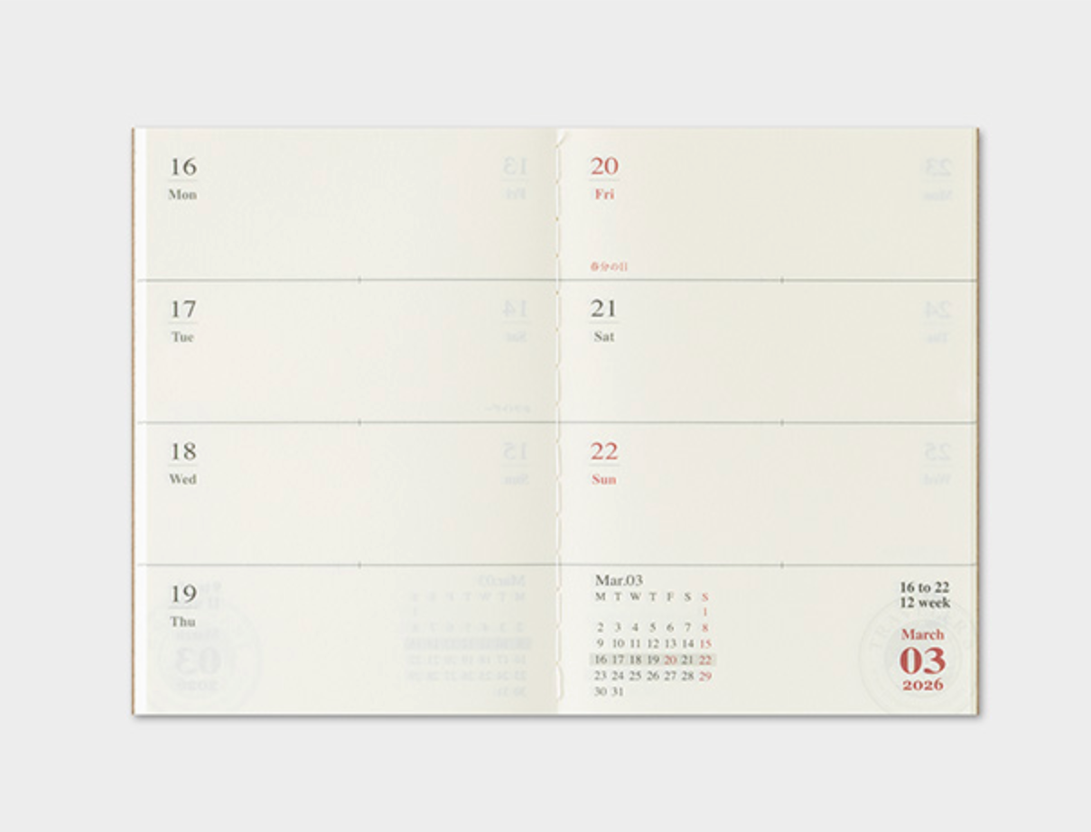 Calendar on a white background