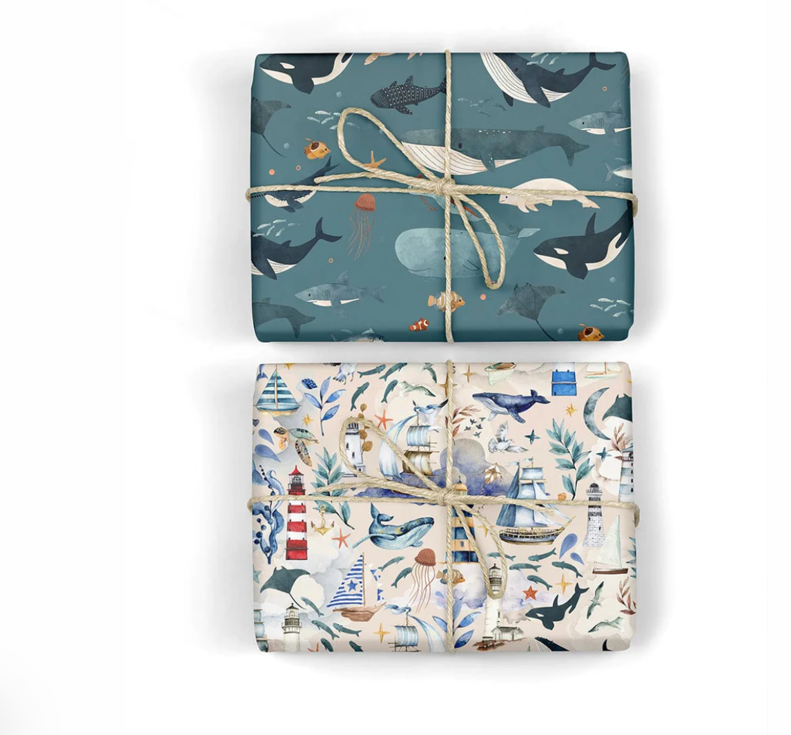 Nautical/Whales Double-sided Wrap