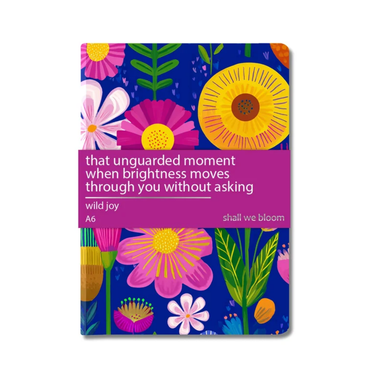 Fabric bound A5 journal with a hard cover in the Wild Joy print