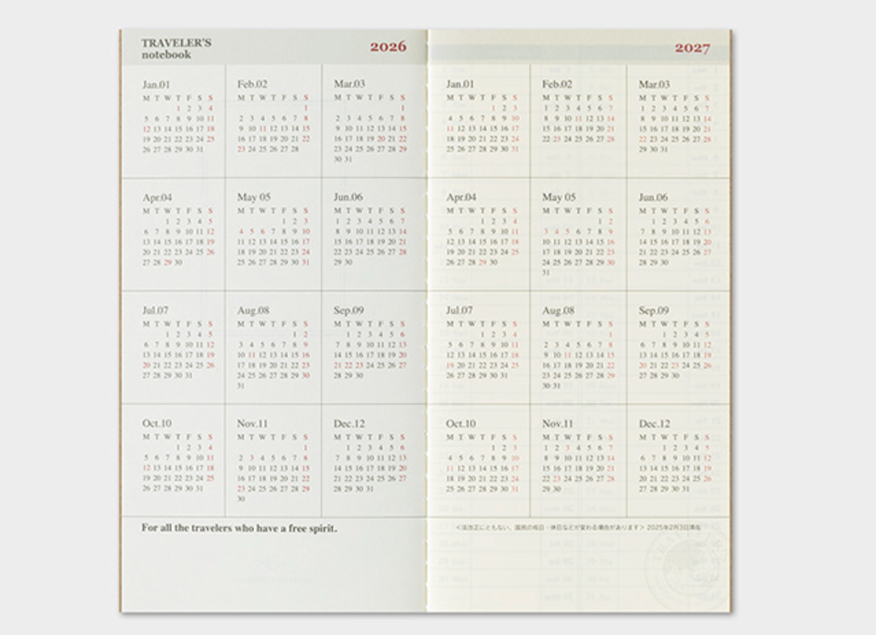 Calendar for 2026 and 2027 on a light background