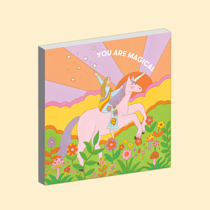 Ceramic Magnet with unicorn illustration and 'You are Magical' text on a beige background