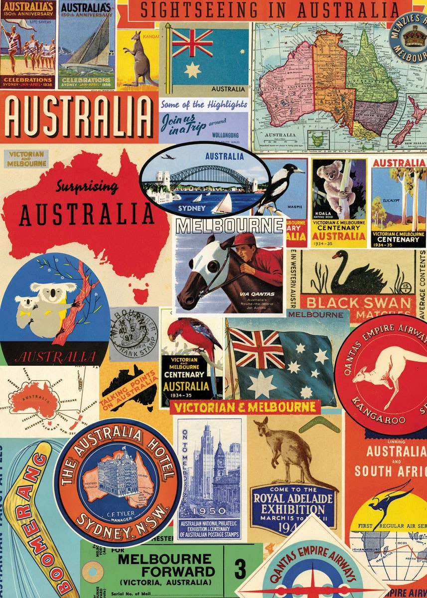 Cavallini Poster/Gift Wrap - Australia Collage