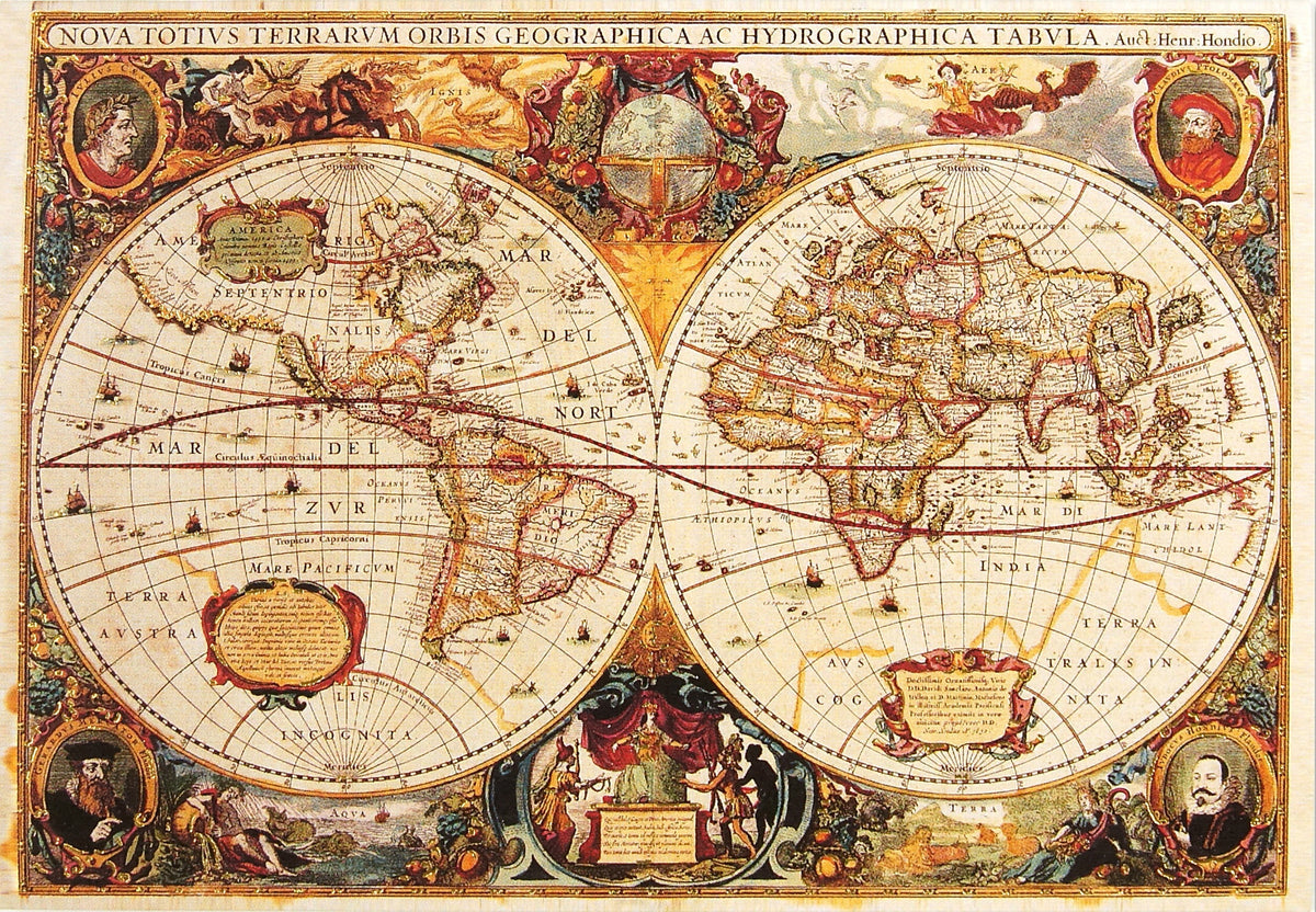 Old World boxed note cards by Peter Pauper Press, antique world map design with gold foil