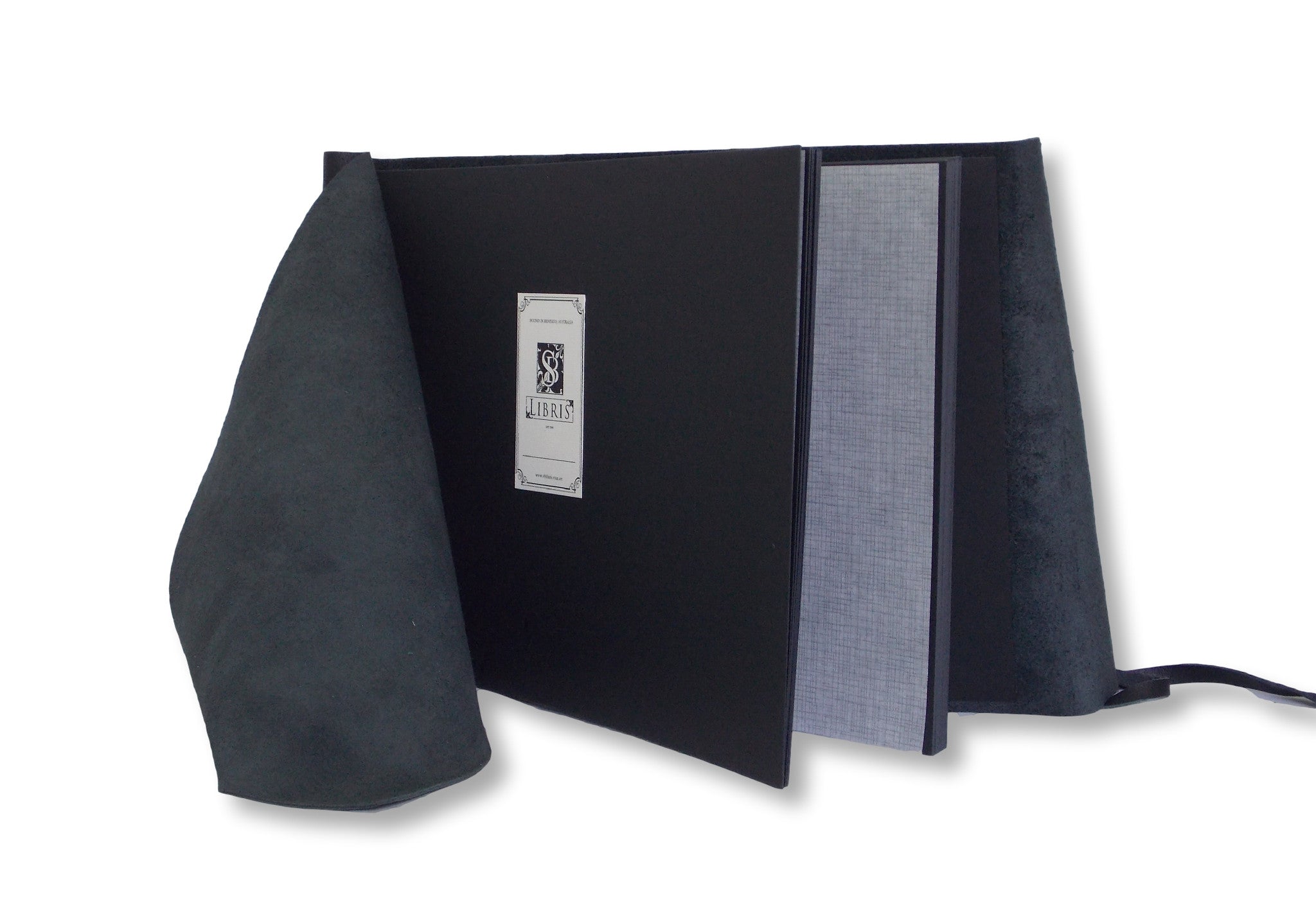 Leather wrap photo album in black leather