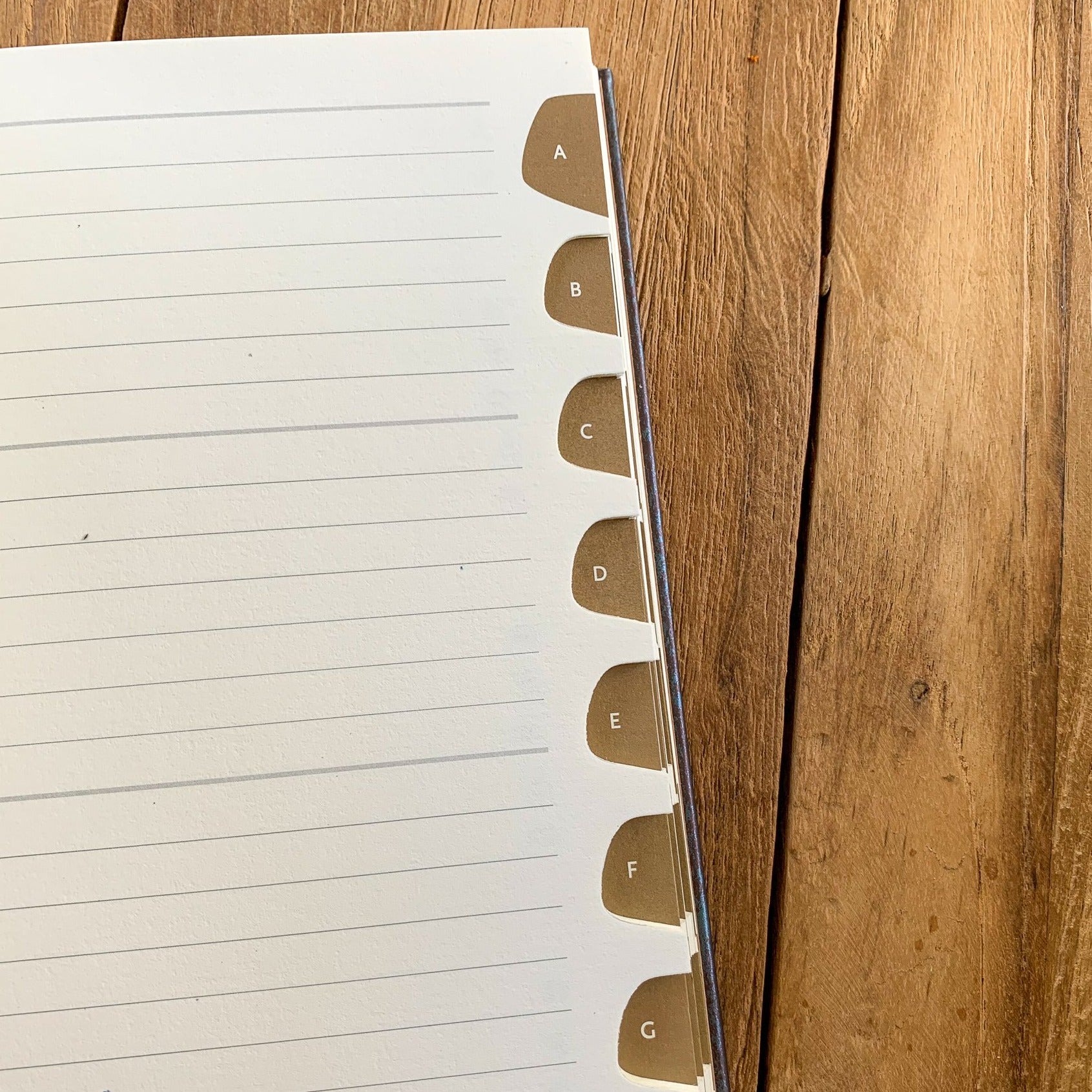 Address book tabbed pages