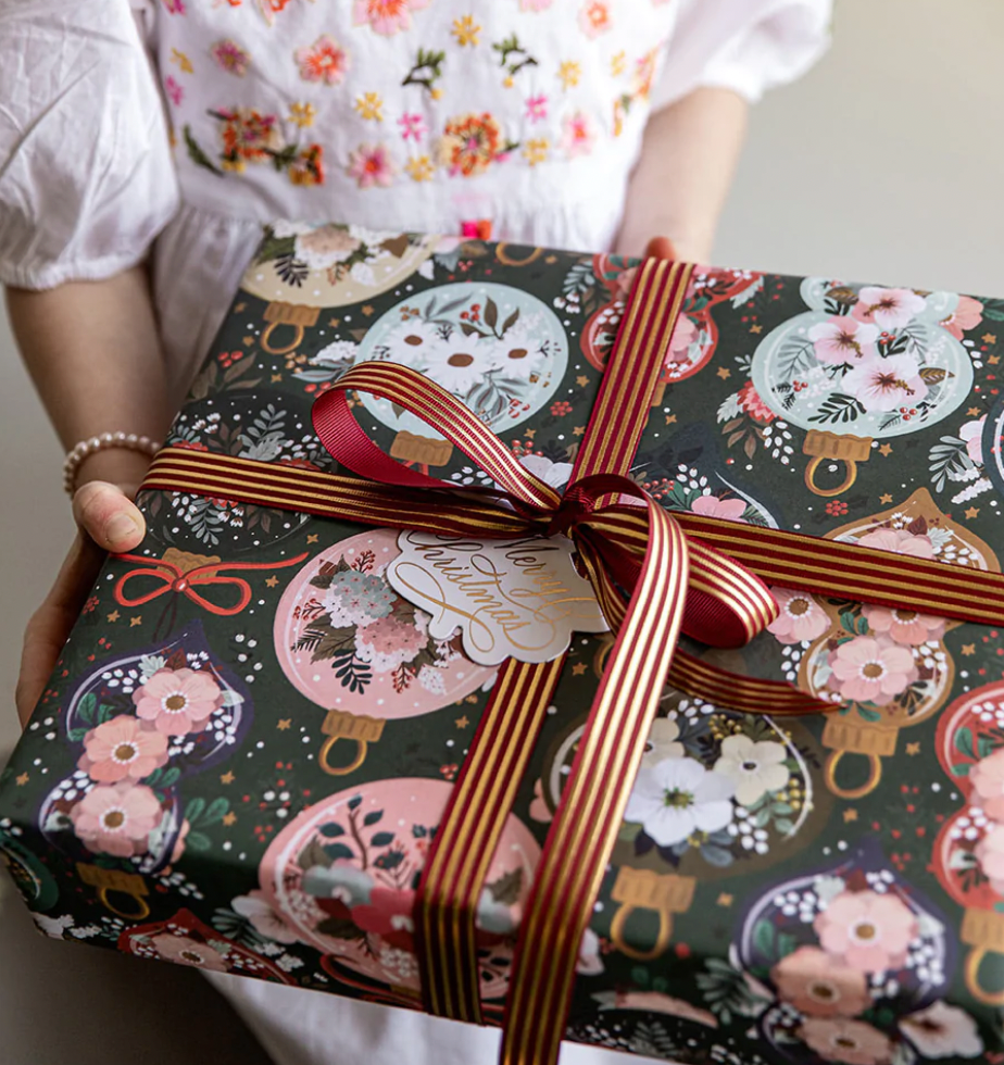 Red Gold Foil Striped Ribbon - 10 metres