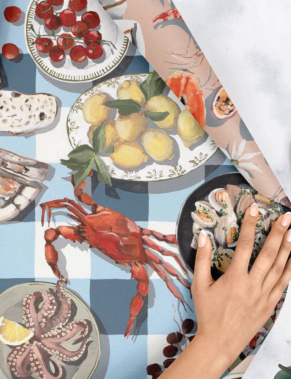 Summer Picnic / Crab & Squid Double Sided Wrap