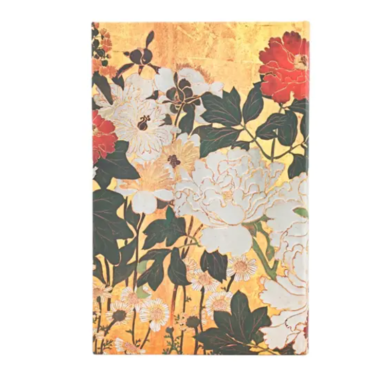 Floral design planner with a gold background