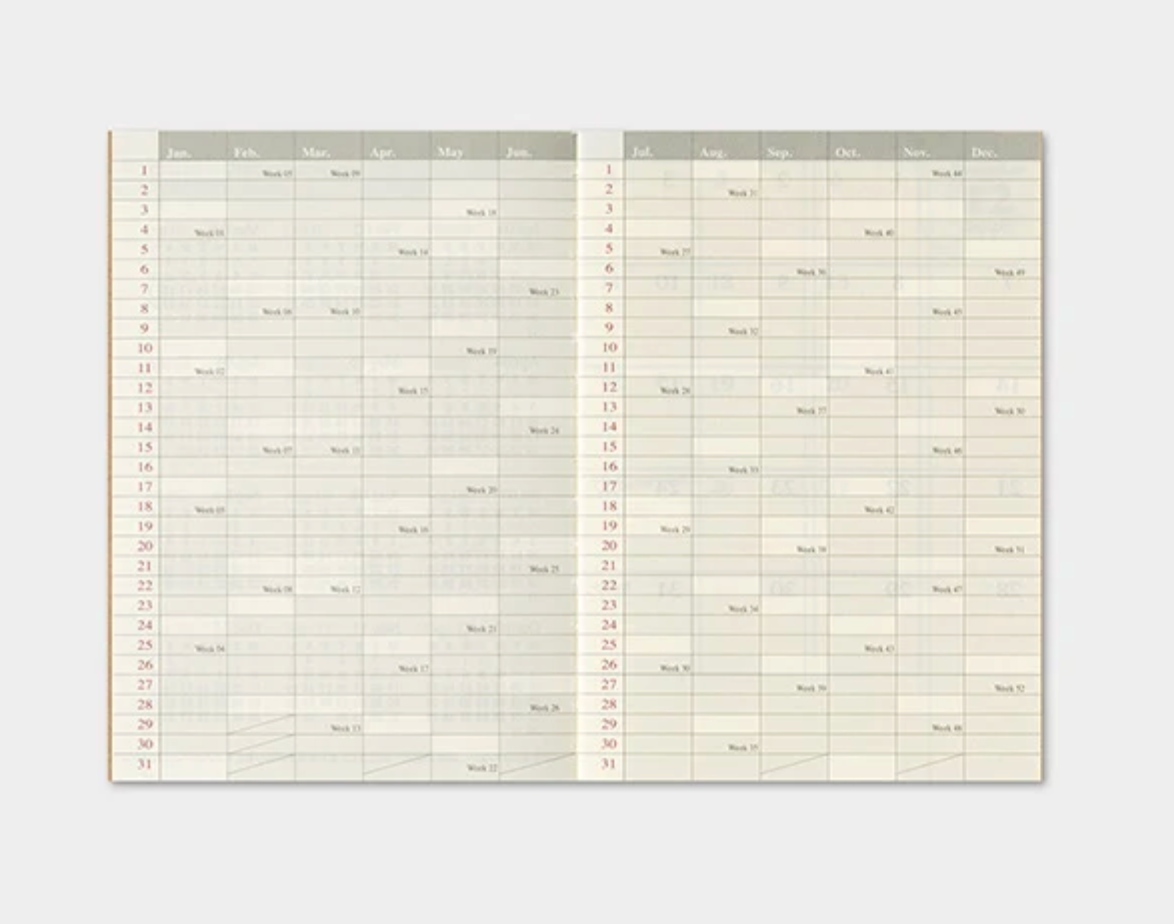 2027 Monthly Diary Insert - Passport Size
