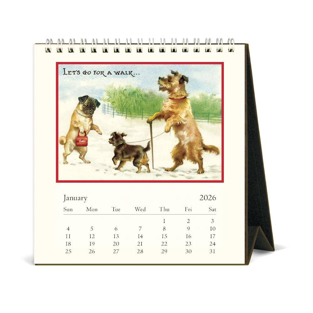 Cavallini 2026 Desk Calendar – Dogs