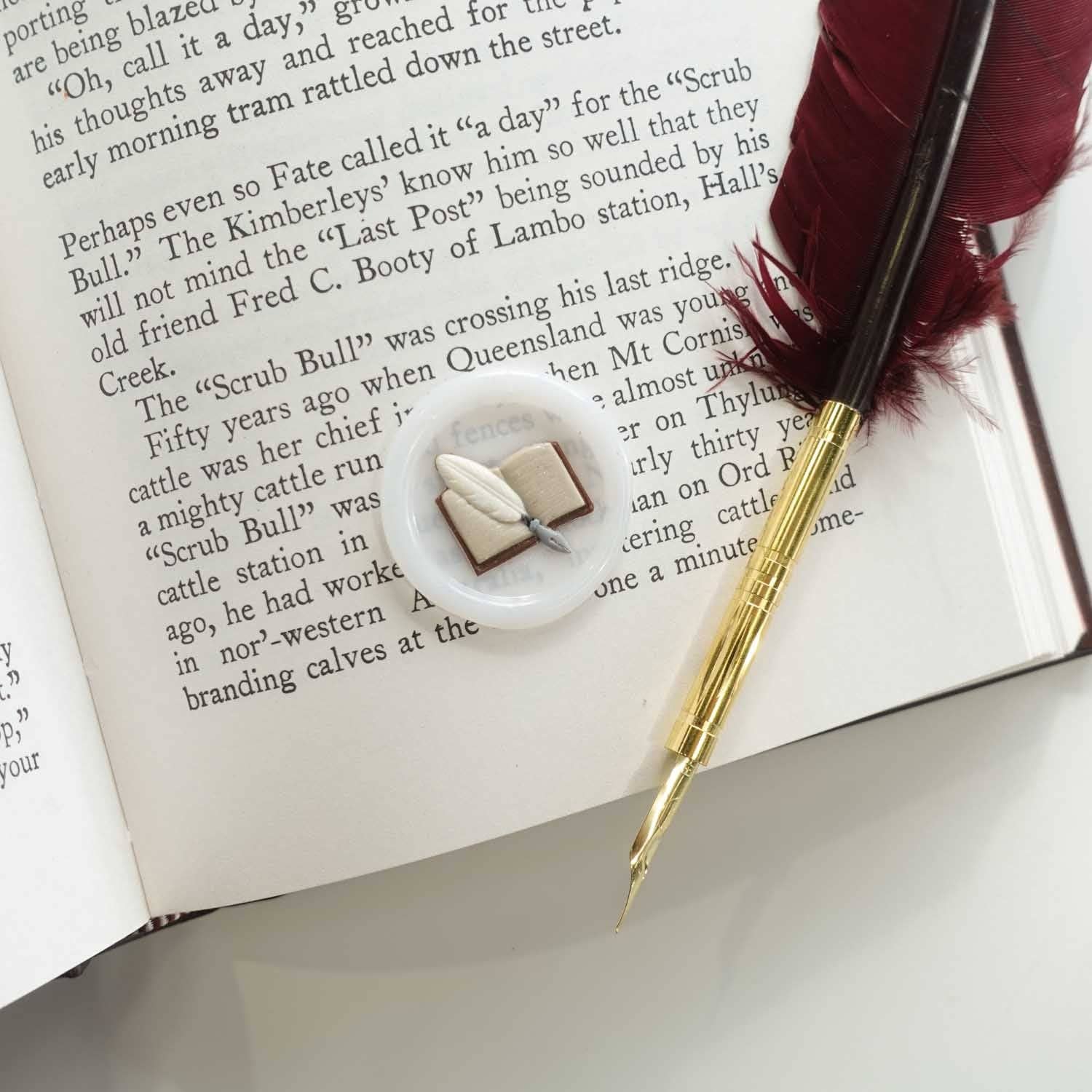 3D Book & Quill wax seal stamp, wax seal kit or stamp head