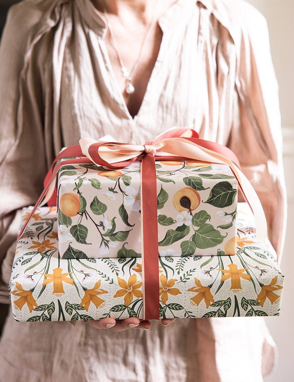Peaches / Daffodil Double Sided Gift Wrap