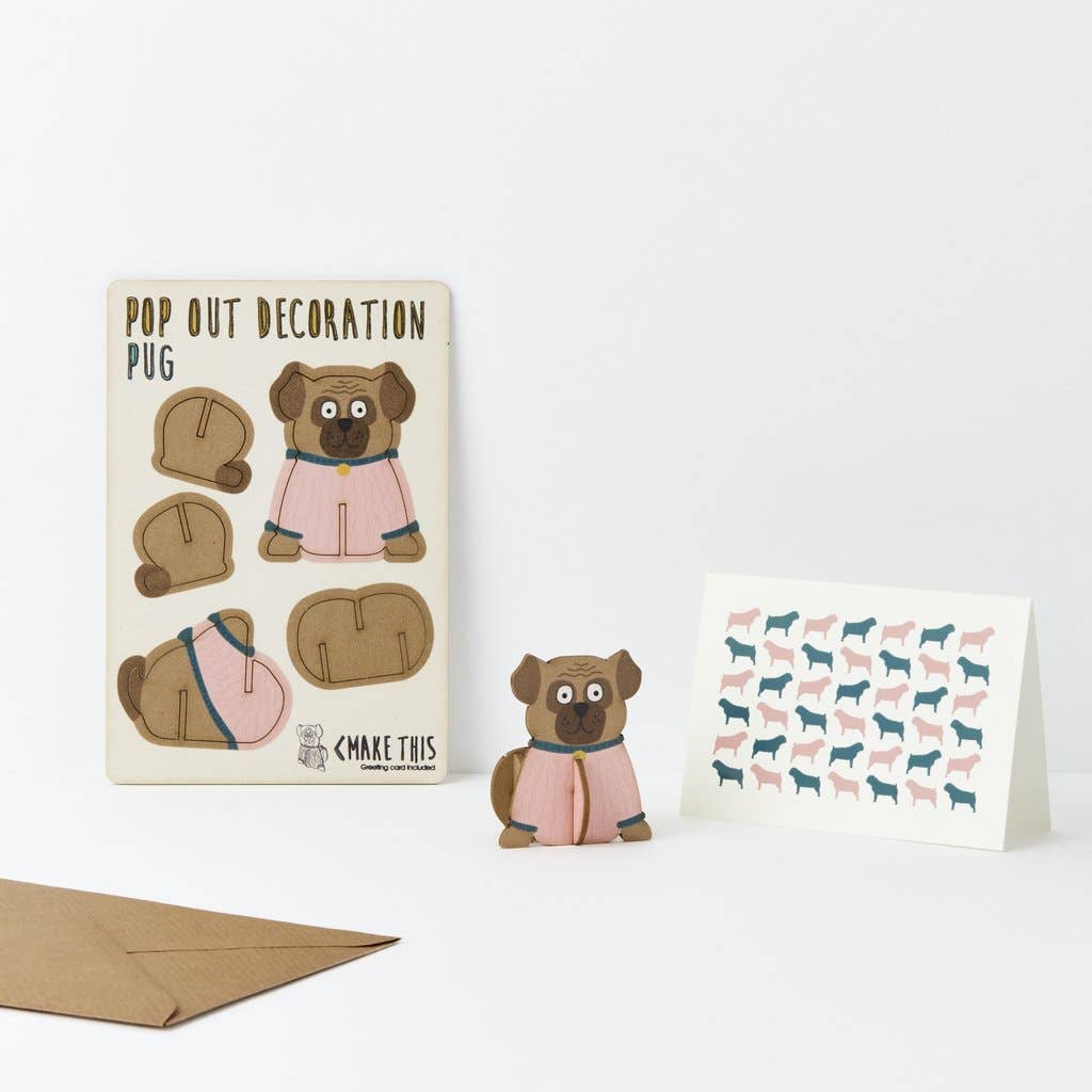 Pop Out Pug Card