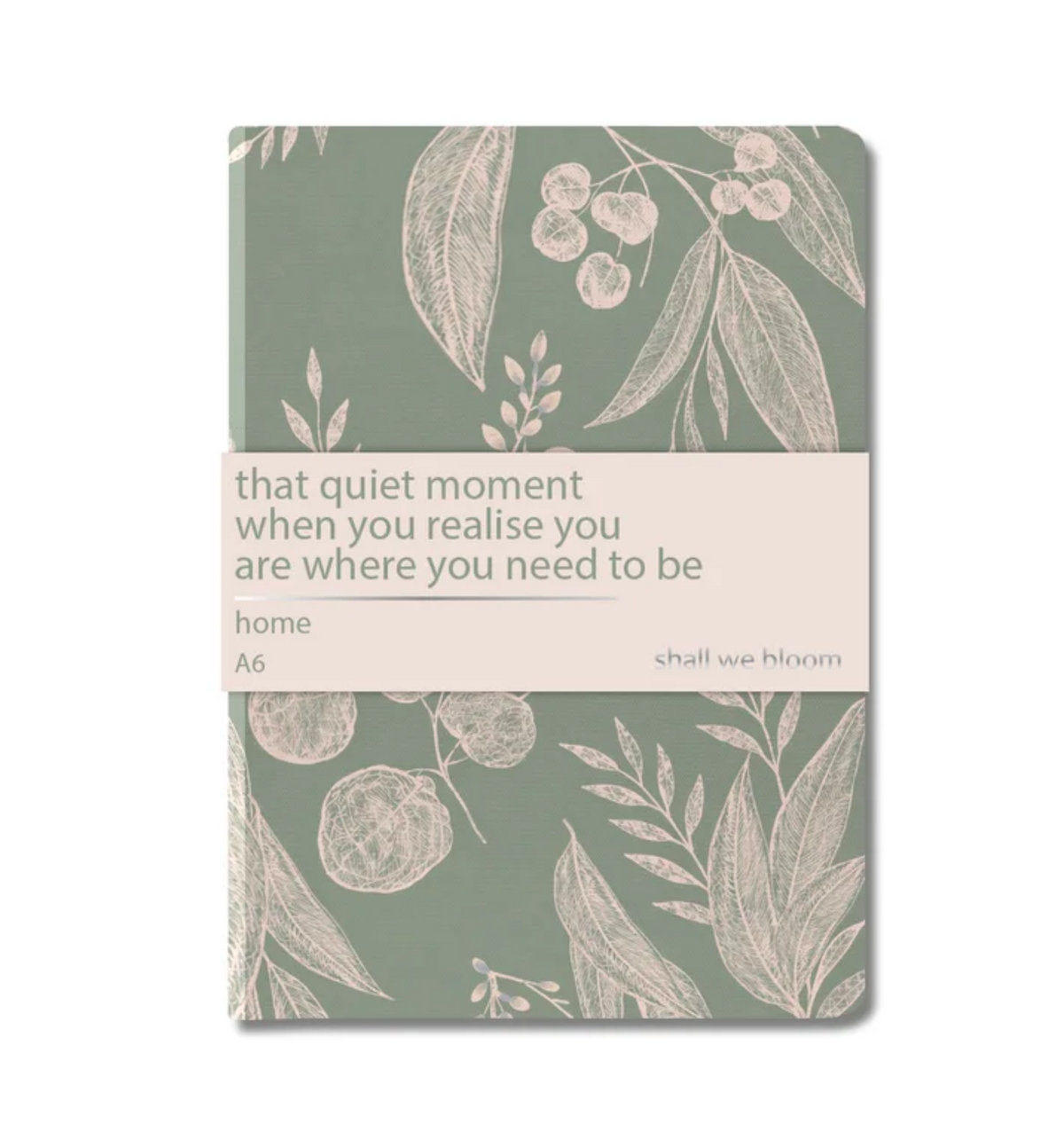 Fabric bound A6 journal with a hard cover in the Home print