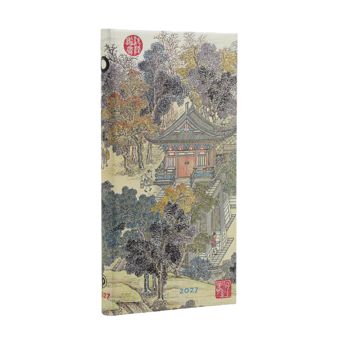 A slim style planner cover featuring a traditional Japanese-style illustration of a temple surrounded by trees, shown against a plain white background.