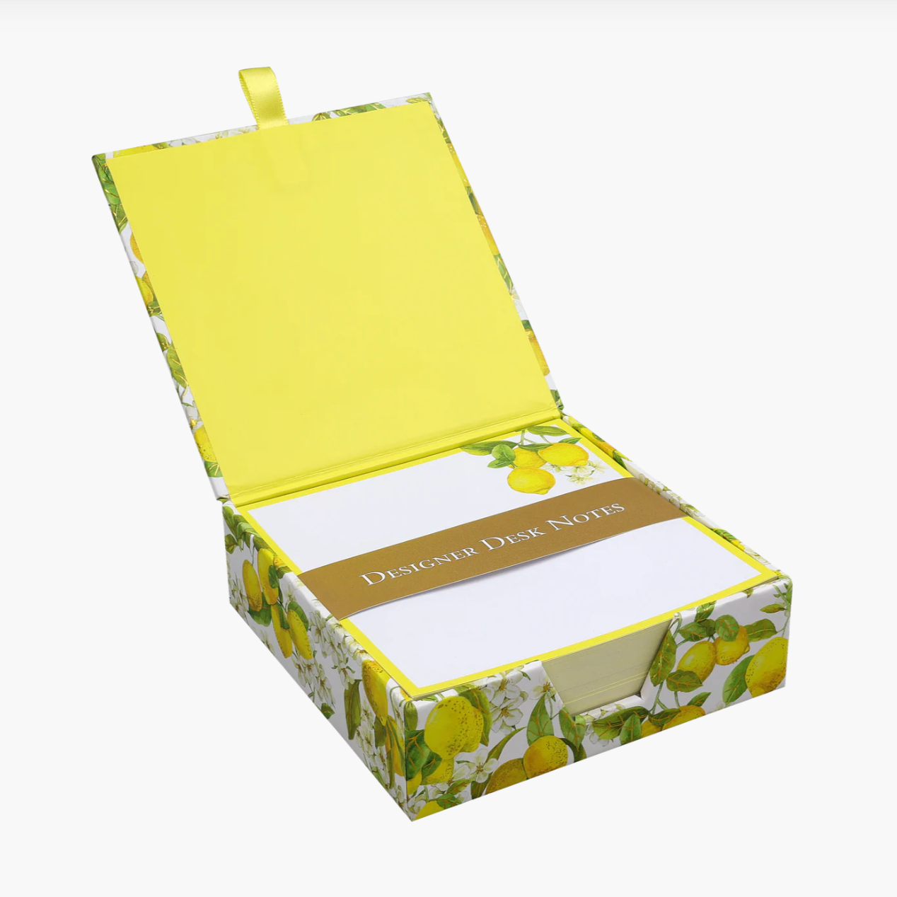Decorative desk notes with lemon design on a white background