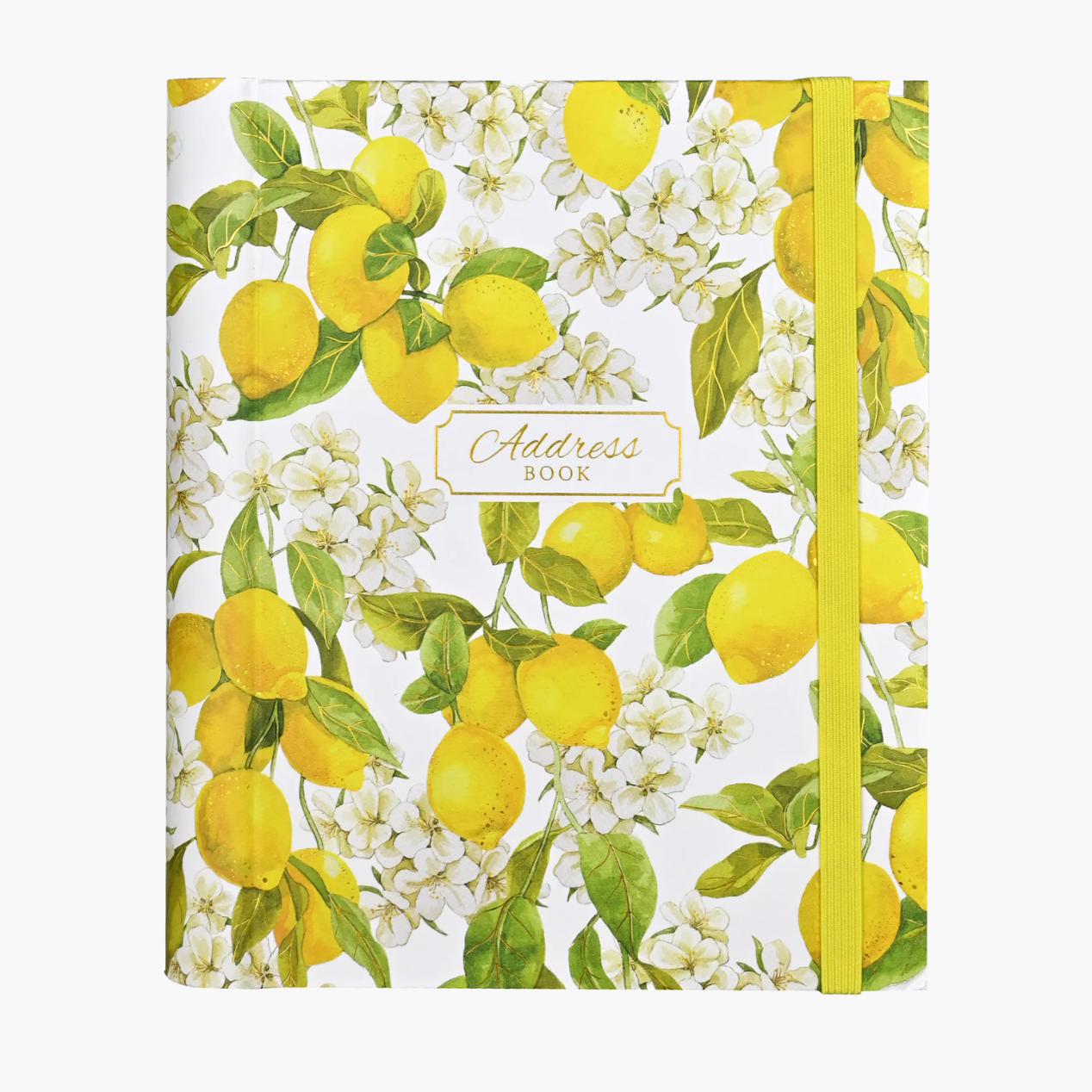 Address book with lemon and floral design on a white background