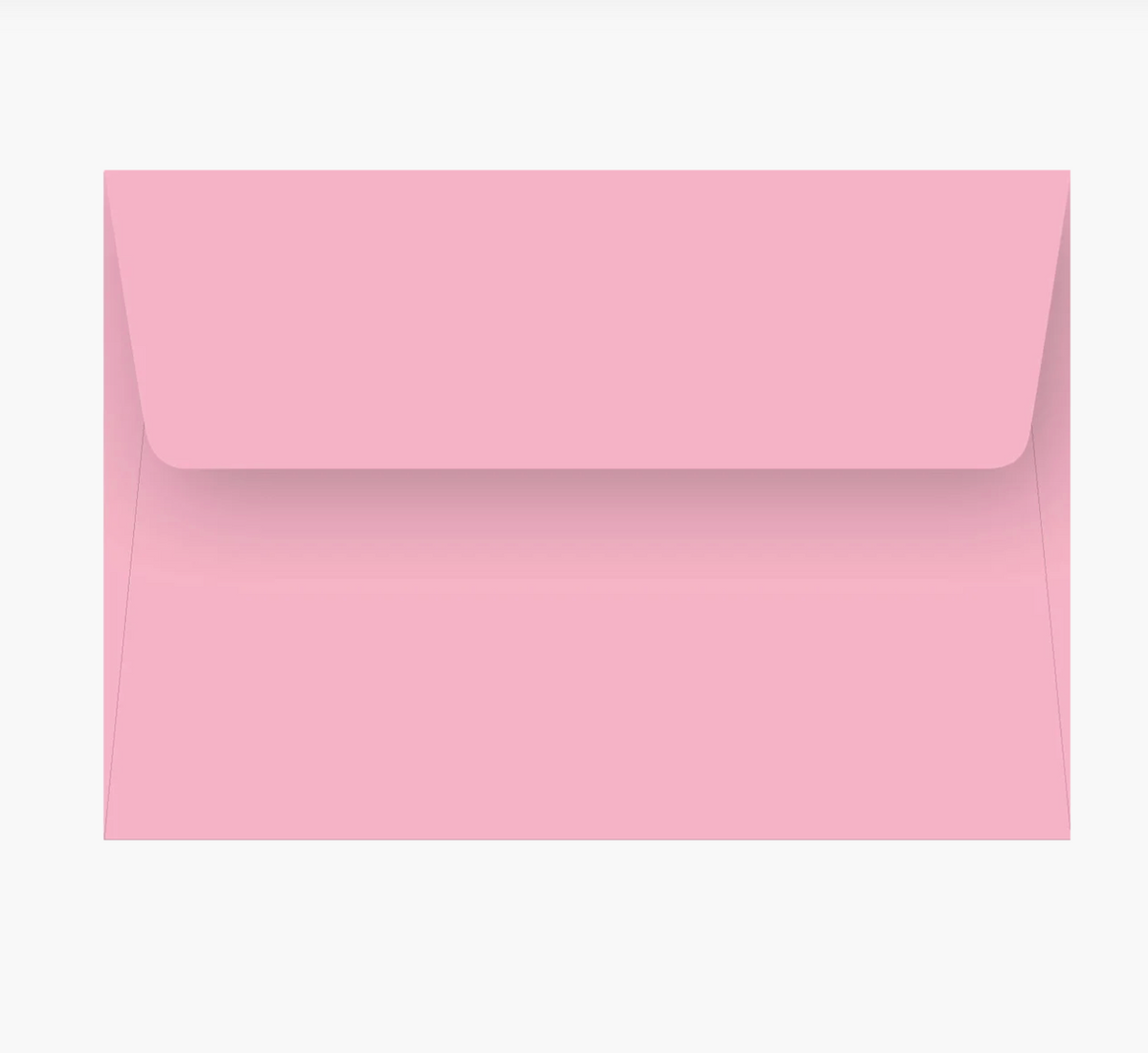 A plain pink envelope with a closed flap, centered on a light gray background.