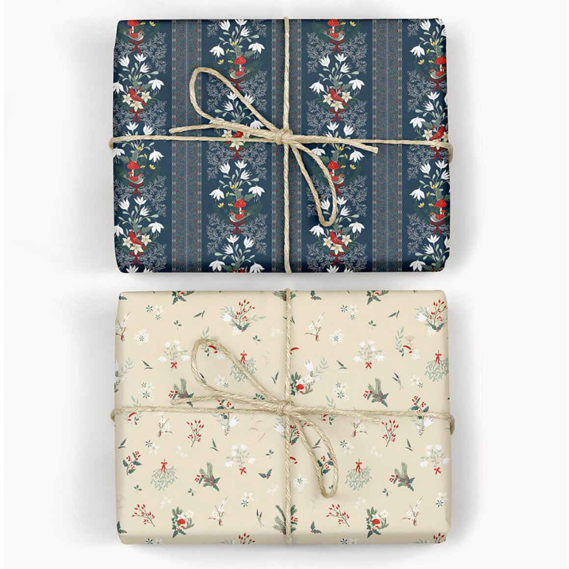 Heirloom Holly/ Christmas Birds Double Sided Gift Wrap