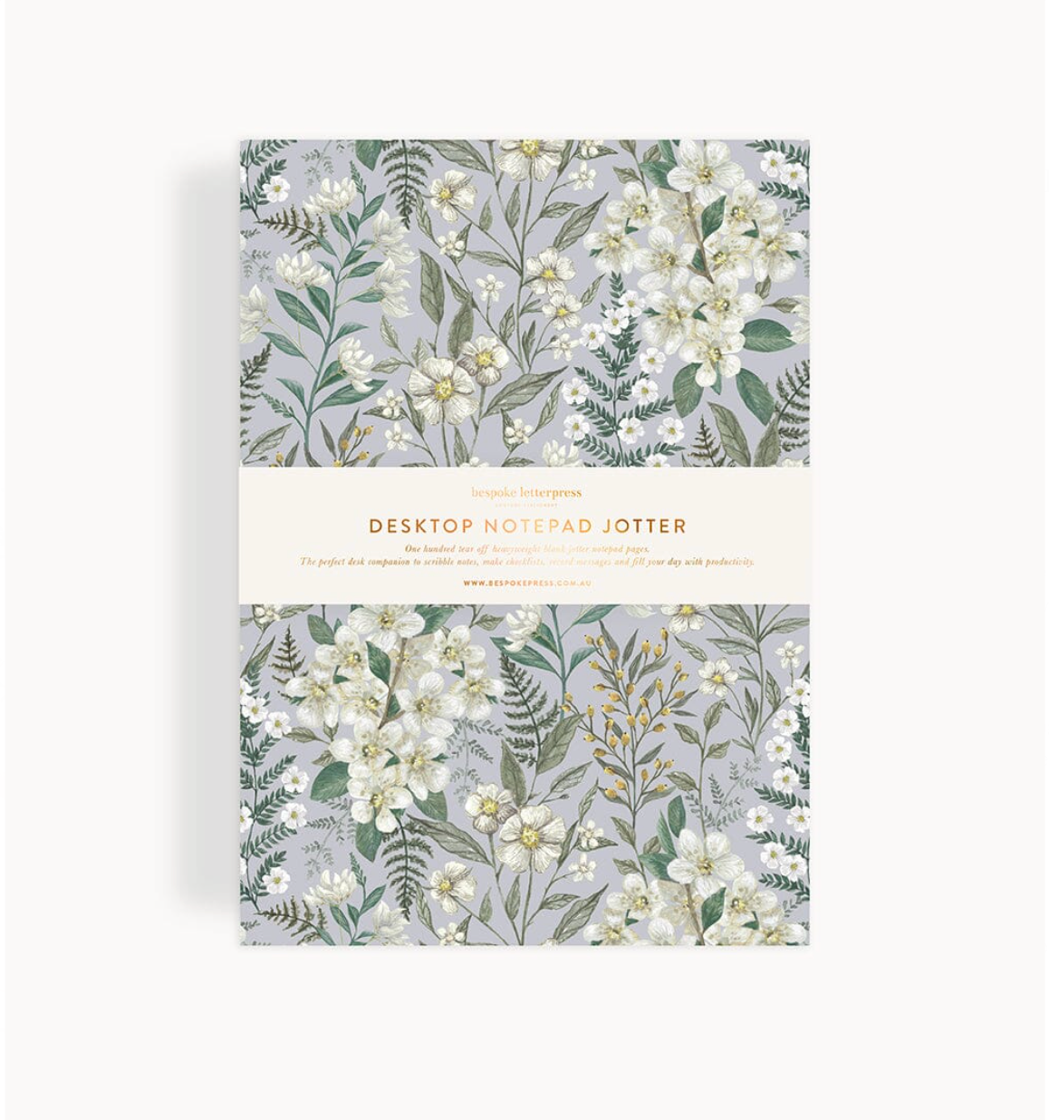 Floral patterned notebook with 'Desktop Notepad Jotter' text on a white background