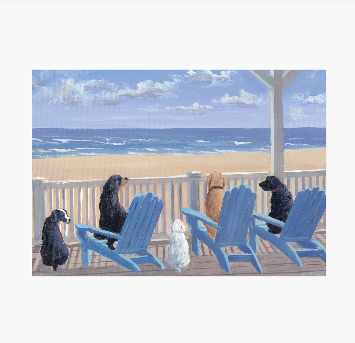 Dogs on Deck Chairs Note Cards