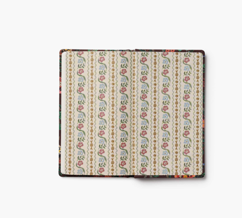 Decorative endpapers with floral pattern on a white background