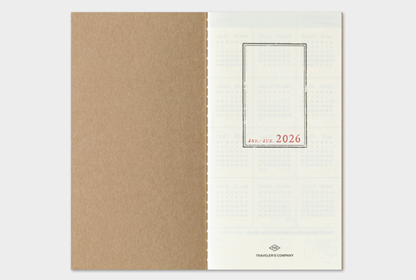 Calendar for 2026 with a beige cover on a white background