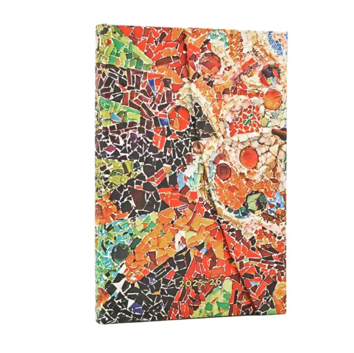 Colorful mosaic-patterned 2026 planner on a white background